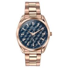 sp70066wm01 Sonata Poze Quartz Analog Blue Dial Rose Gold Colour Stainless Steel Strap Watch For Men