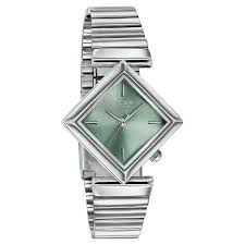 SP80150SM01W Poze By Sonata Quartz Analog Green Dial Silver Metal Strap Watch For Women
