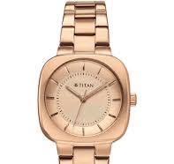 TITAN 95296WM01 Titan Horizon Quartz Analog Rose Gold Dial Stainless Steel Strap Watch For Women