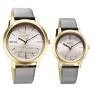 7712887047YL01 Sonata Alloy Pairs Quartz Analog Silver Leather Strap for Couple
