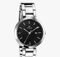 TITAN NT2480SM08 Titan Workwear Black Dial Analog with Day and Date Stainless Steel Strap watch for Women
