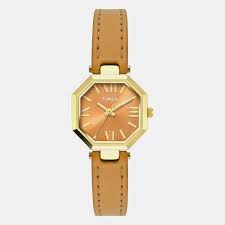 Timex Trendline TWEL26900 Octagonal Yellow Dial Analog Watch for Women