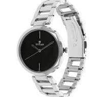 NT2480SM02 Titan Quartz Analog Black Dial Stainless Steel Strap Watch for Women