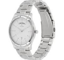 TITAN NT1767SM01 Titan Workwear White Dial Analog with Day and Date Stainless Steel Strap watch for Men