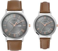 Timex Pairs Grey Round Analog Brass Dial Watch- TW00PR300