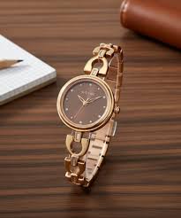 TITAN NT2601WM04 Titan Lagan Brown Dial Analog Metal Strap Watch for Women