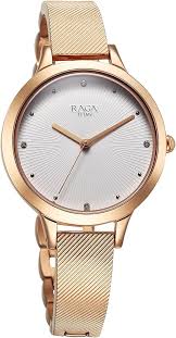 TITAN NT2754WM01 Titan Raga Memoirs Quartz Analog White Dial With Rose Gold Color Metal Strap Watch For Women