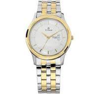 Titan Quartz Analog with Day and Date Silver Dial Stainless Steel Strap Watch for Men nt1824bm01 Men's Watch