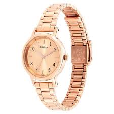 Titan Karishma Rose Gold Dial Analog Stainless Steel Strap Watch for Women NT2678WM01