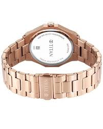 TITAN 90212WM01 Titan Regalia Dodecagon Quartz Analog with Date Brown Dial Rose Gold Stainless Steel Strap Watch For Men
