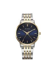 TITAN 90202BM01 Titan Elegance Analog with Date by Hand and Blue Dial Stainless Steel Two Toned Strap Watch for Men