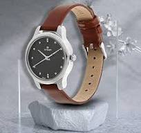 TITAN NP2481SL07 Titan Women's Chic minimalist watch with Black dial and leather strap