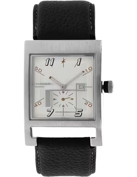 Fastrack Essentials Quartz Analog White Dial Leather Strap Watch for Guys 1478SL02