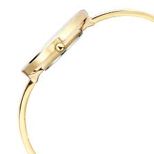 Side View Of Fastrack Vyb Starlet FV60009YM01W women’s analog watch with gold-toned embellished dial and bracelet-style strap