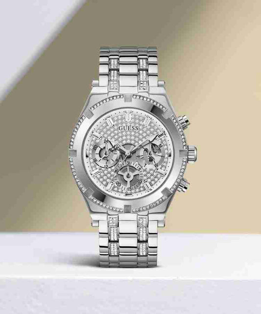 GUESS GW0261G1 Multi-function Silver Dial Analog Watch for Men with Stainless Steel Strap