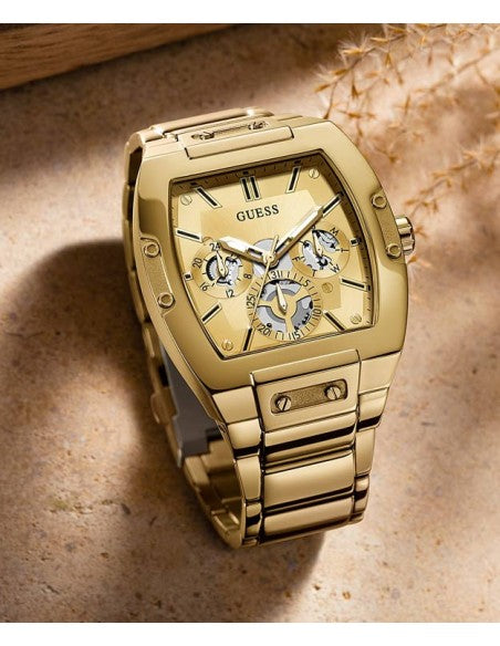 Guess GW0456G2 Phoenix men’s watch with champagne rectangular dial and gold stainless steel strap