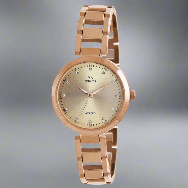 Maxima 55770BMLR Rose Gold Analog Watch for Women with Metal Strap