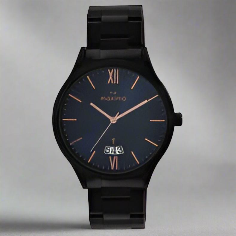 Maxima 65342CMGB Men’s Analog Watch with Blue Dial and Black Stainless Steel Bracelet Strap