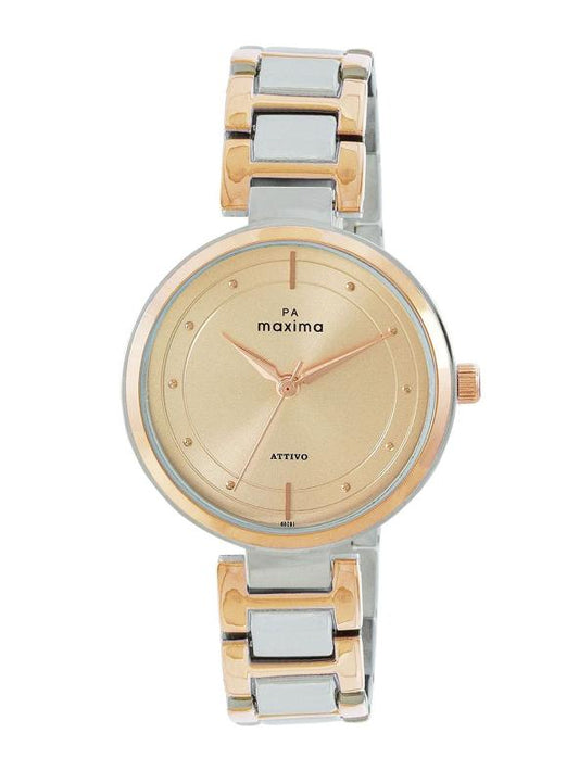 Maxima 68781BMLT Women’s Analog Watch with Rose Gold Embellished Dial and Metal Strap