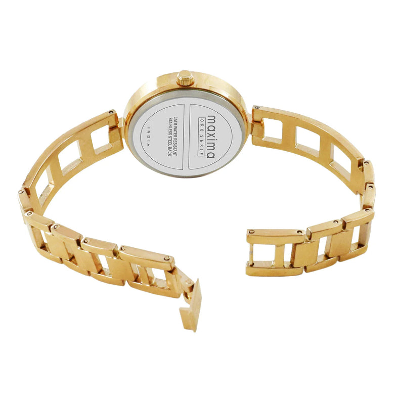 Back View Of Maxima 69010BMLY Gold Analog Watch for Women with Brass Strap