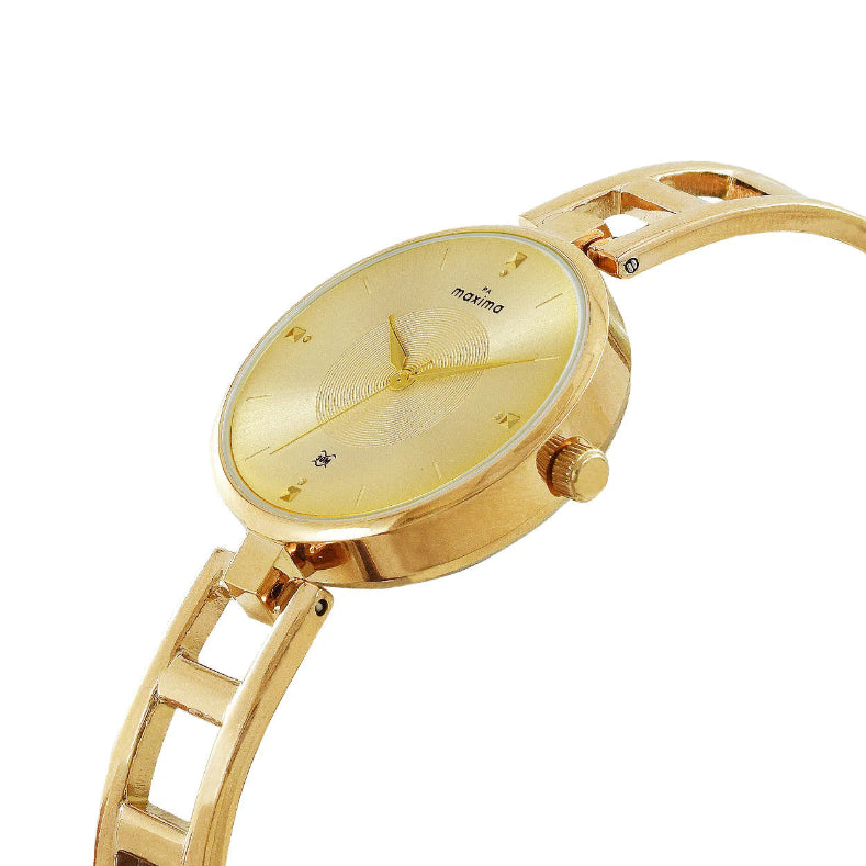 Side View Of Maxima 69010BMLY Gold Analog Watch for Women with Brass Strap