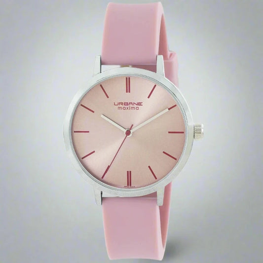 Maxima 70090PMLI Urbane Pink Dial Silicone Strap Analog Watch for Women