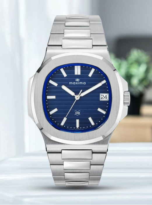 Maxima 70861CMGI Blue Dial Stainless Steel Analog Watch for Men