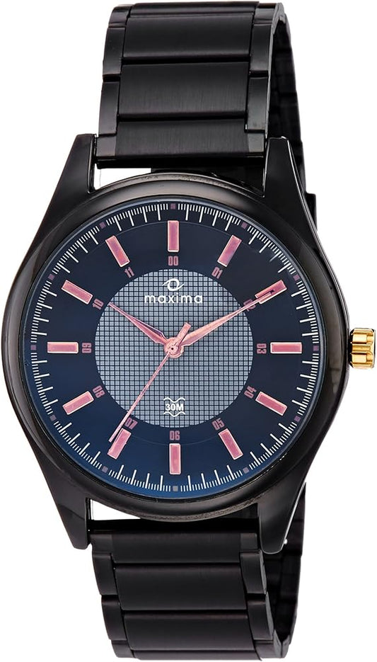 Maxima Attivo 35341CAGB Analog Blue Dial Black Strap Watch for Men