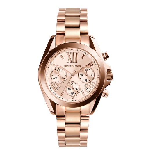 Michael Kors MK5799 Women's Rose Gold-Tone Stainless Steel Analog Watch.