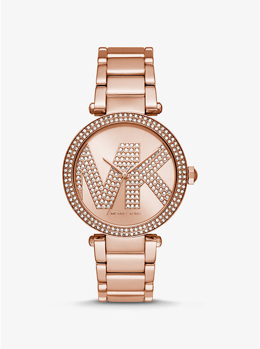 Michael Kors MK6660 Women's Parker Rose Gold-Tone Watch with Sparkling Pavé Stones.