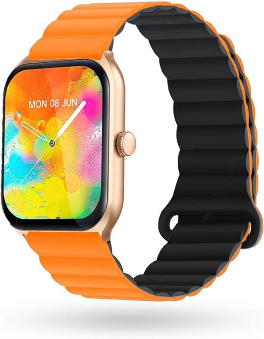 OriGen Sol Smartwatch with 1.96-inch touch display, Bluetooth calling, and fitness tracking.