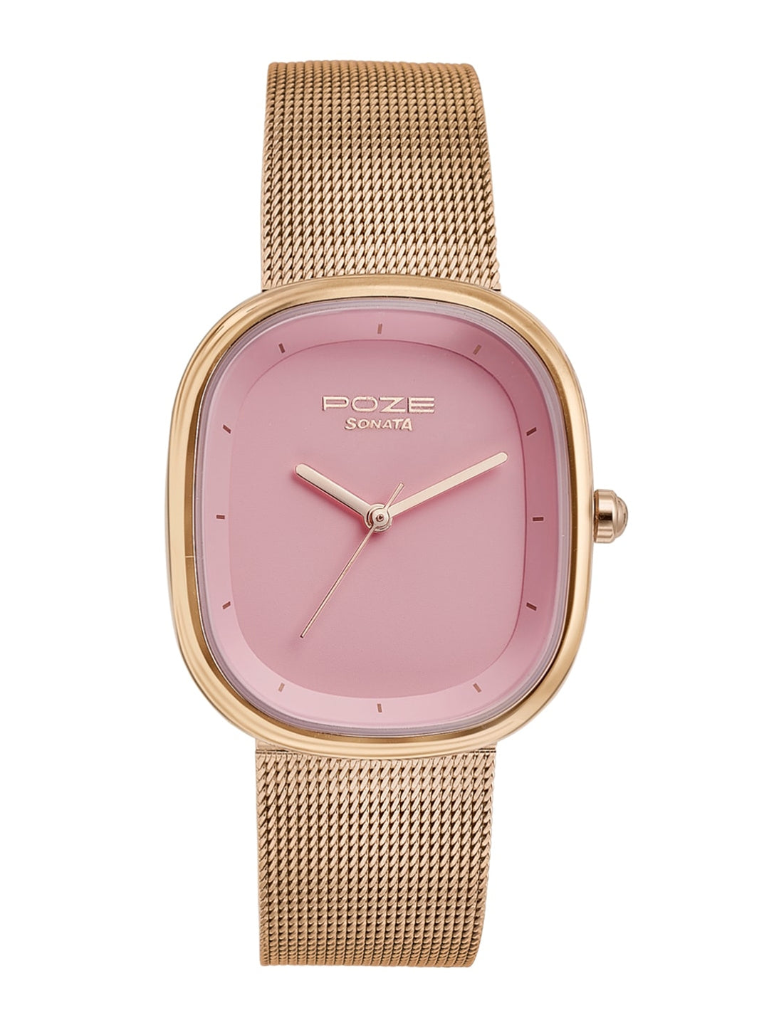 POZE BY SONATA SP80073WM01W QUARTZ ANALOG PINK DIAL MESH STRAP WATCH FOR WOMEN