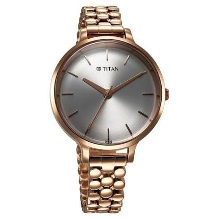 2709WM02 Titan Secluded Quartz Analog Silver Dial Metal Strap Watch For Women