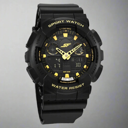 SF NT87058PP03 Vigour Analog-Digital Black Dial Unisex Watch with a durable plastic strap and sporty design.