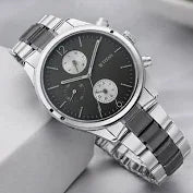 Titan Men's Metropolitan Charm: Men's Multifunctional Anthra Watch with Metallic Accents nt1805km02 Men's Watch