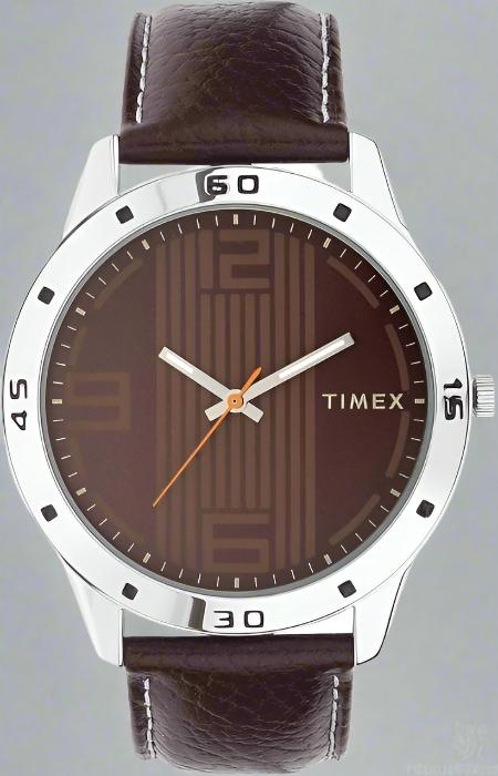 Timex TW000CP20 Men's Analog Watch with Brown Dial, Leather Strap, and Calendar Function