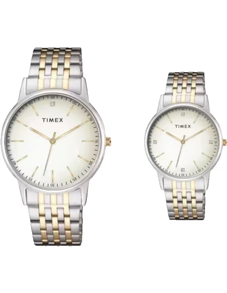TIMEX Round Tan Dial Analog Pair's Watch - TW00PR329