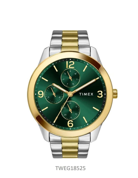 Timex TWEG18525 Astrological Quartz Analog Green Dial Stainless Steel Strap Watch for Men.