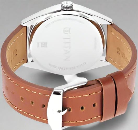 Back View Of Titan 1864SL11 Quartz Analog Blue Dial Leather Strap Watch for Men.