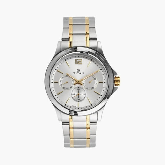 Titan NT1698BM01 Workwear Silver Dial Quartz Multifunction Stainless Steel Strap watch for Men