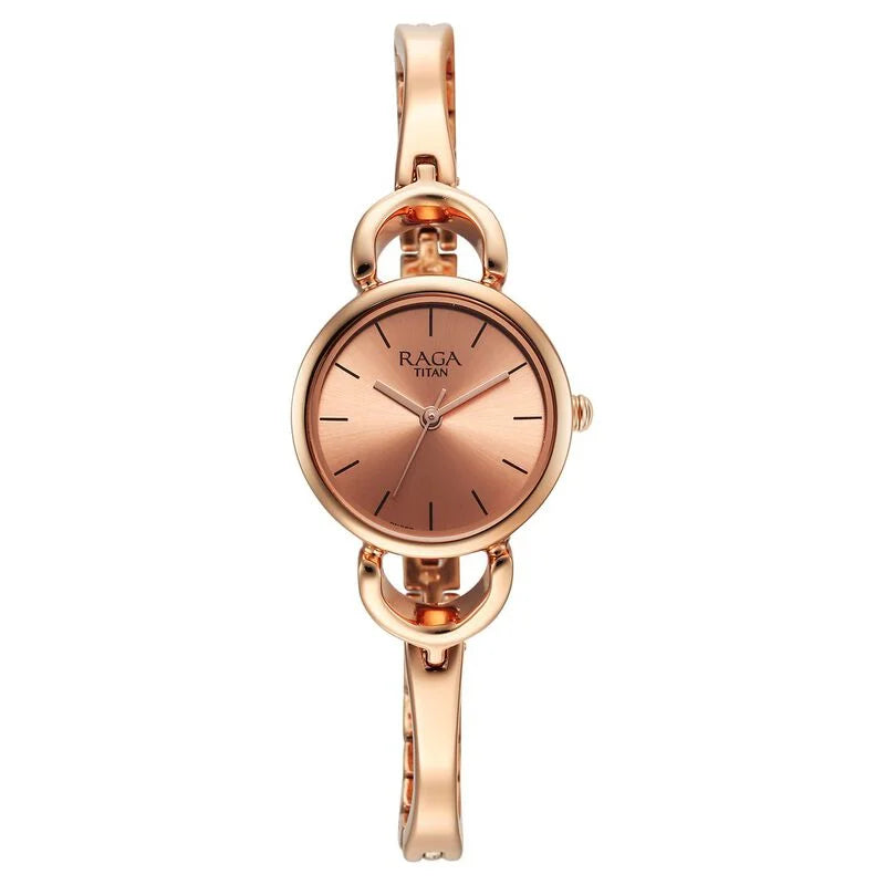 Titan Raga NT2724WM01 Rose Gold Analog Watch for Women – Elegant Round Dial, Quartz Movement