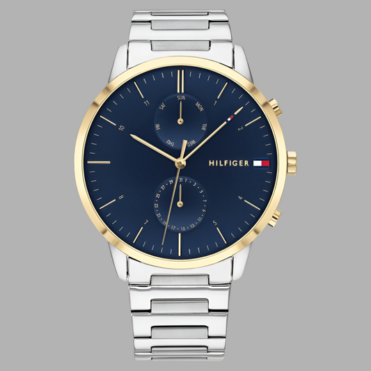 Tommy Hilfiger 1710408 Men's Watch with Navy Blue Dial, Silver-Tone Stainless Steel Case, and Bracelet