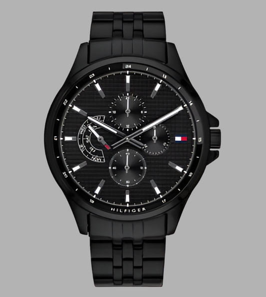 Tommy Hilfiger 1791611 Men's Watch with Black Dial, Stainless Steel Case, and Chronograph Functionality