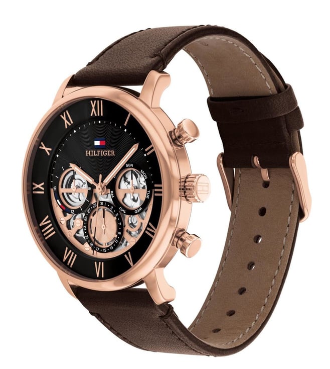 Tommy Hilfiger TH1710566 Legend Chronograph Black Dial Brown Leather Strap Watch for Men