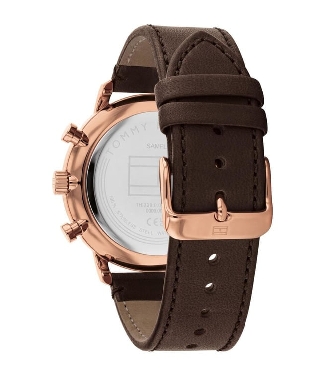 Tommy Hilfiger TH1710566 Legend Chronograph Black Dial Brown Leather Strap Watch for Men