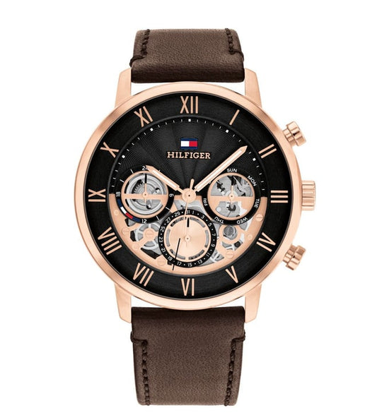 Tommy Hilfiger TH1710566 Legend Chronograph Black Dial Brown Leather Strap Watch for Men