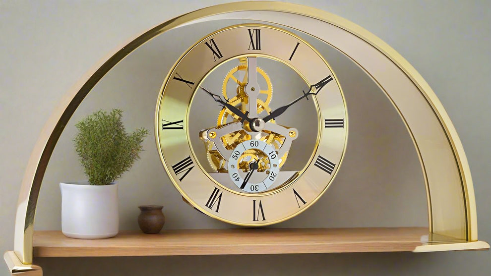 Half Moon Mantel Clock – Skeleton Mantel Clock with Vintage Elegance ...