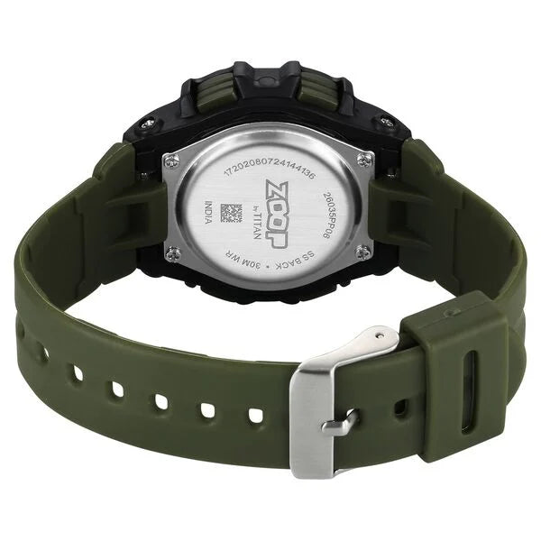 Back View Of Zoop 26035PP06W Digital Watch for Kids with Green Strap and Digital Display from House of Titan